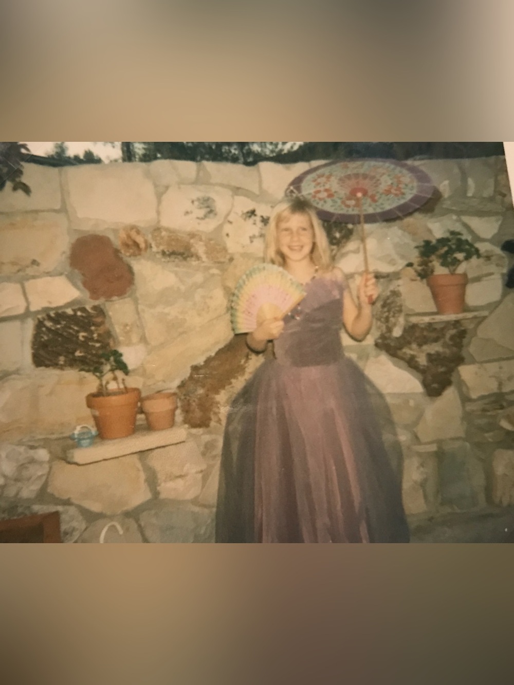 Vintage 1940s Purple Tulle Party Dress with Parasol